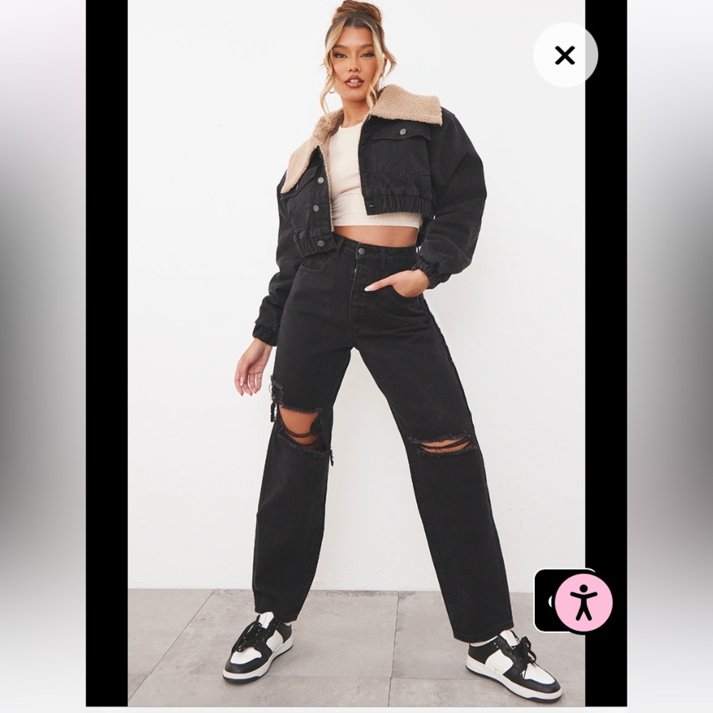 Every little things kourtney black extreme rip boyfriend jeans UK 12 (US M/ 8)